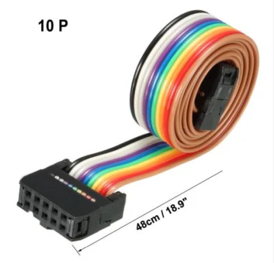 IDC 10 Pins 48/66/118/148cm Long 2.54mm Rainbow Color/Gray Pitch Flexible Flat Ribbon Jumper Cable for PCB